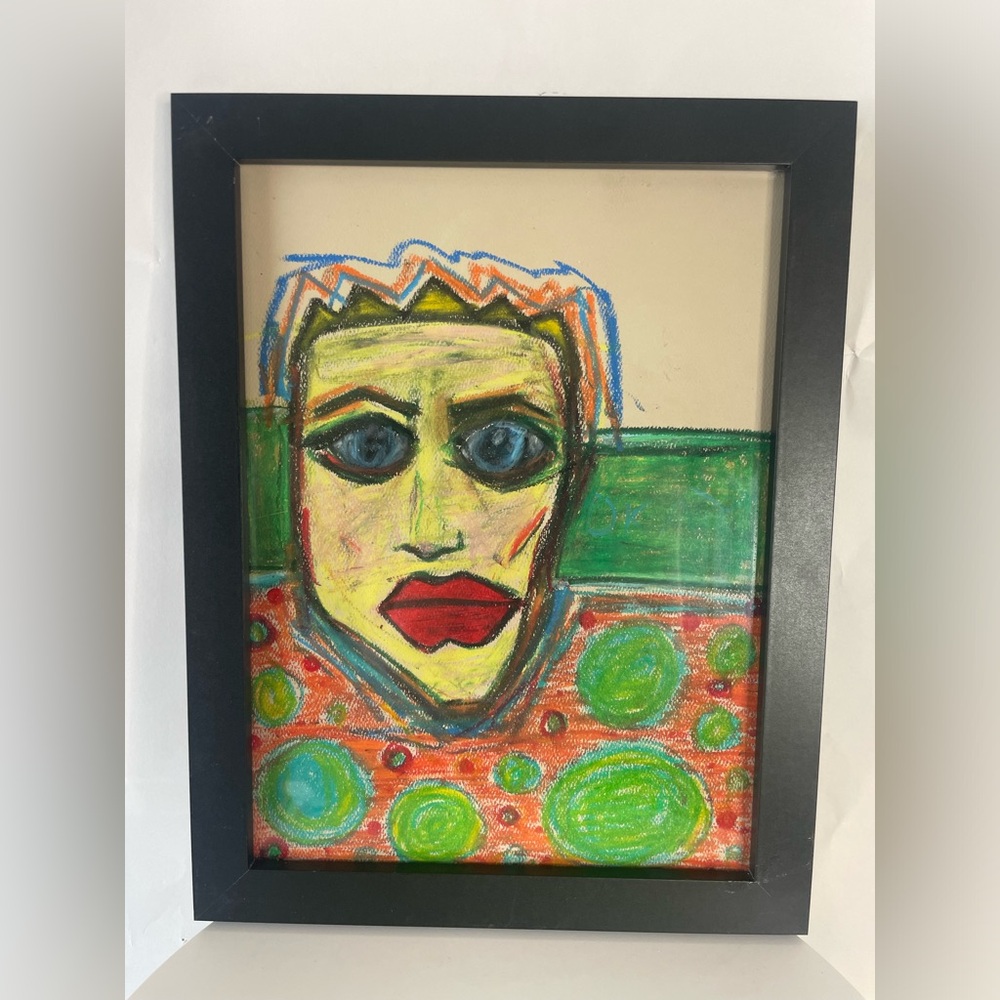 Oil pastel # 12, framed 10.5x13.5”